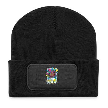 Pop Pixels Pop Culture Rétro Jeu vidéo - Beanie recyclé à patch - noir - Devant
