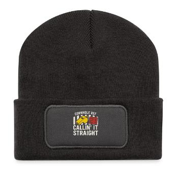 Cornhole Arbitre Arbitre officiel - Beanie recyclé à patch - charbon - Devant