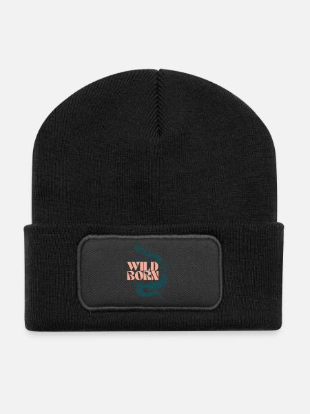 Wild Born Snake Illustration - Recycled Patch Beanie - black
