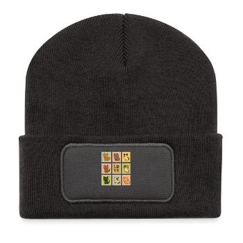 Playful Cat Stamp Collection, cats  - Recycled Patch Beanie - dark grey - Front
