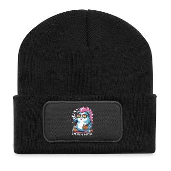 Meerschein punk coloré pour Halloween - Beanie recyclé à patch - noir - Devant