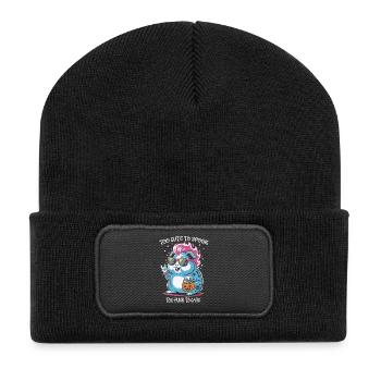 Punk-Hamster mit Sonnenbrille für Halloween - Recycelte Patch Beanie - Schwarz - Vorne