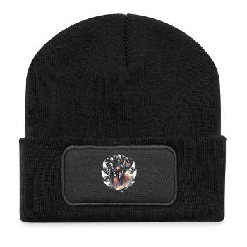 Ritter Pferd Mittelalter Krieger  - Recycelte Patch Beanie - Schwarz - Vorne