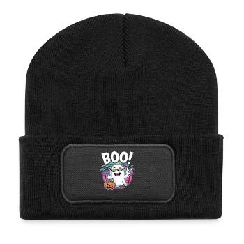 Boo! Retro Ghost Party - Recycled Patch Beanie - black - Front