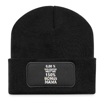 Mama Bonus Mama Mutter Mami Muttertag Geschenk - Recycelte Patch Beanie - Schwarz - Vorne