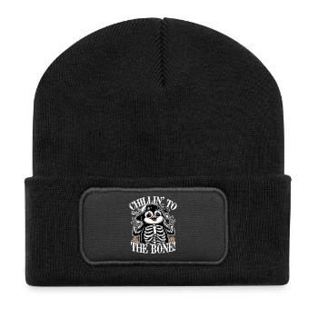 Squelette Pingouin Motif d’Halloween effrayant - Beanie recyclé à patch - noir - Devant