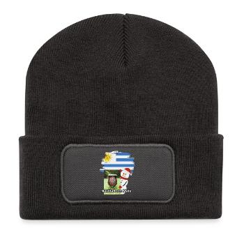 Weihnachtsfeier mit Mate und Schneemann - Recycelte Patch Beanie - Dunkelgrau - Vorne