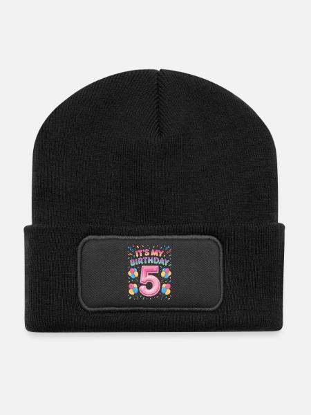 5 Jahre Mädchen It’s My Birthday Kinder Geburtstag - Recycelte Patch Beanie - Schwarz