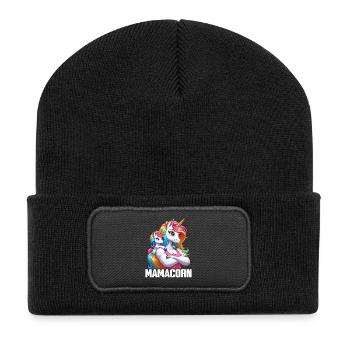 Maman Licorne Mamacorn Mère Fille Dadacorn - Beanie recyclé à patch - noir - Devant
