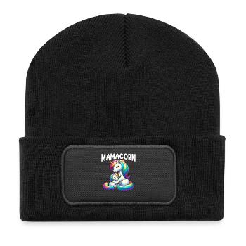 Mamacorn Mama Licorne Mère Dames Look assorti - Beanie recyclé à patch - noir - Devant
