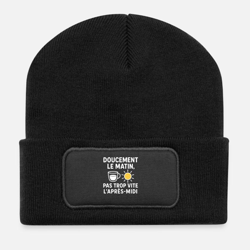 Doucement le Matin, Pas Trop Vite l’Après-Midi - Beanie recyclé à patch - noir