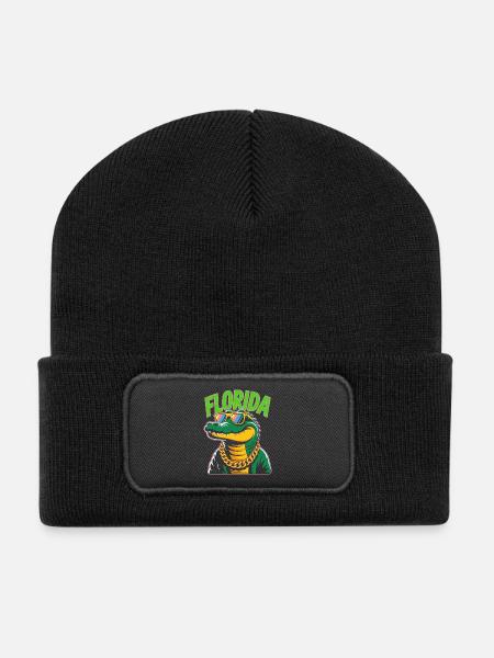 Florida Alligator - Recycelte Patch Beanie - Schwarz