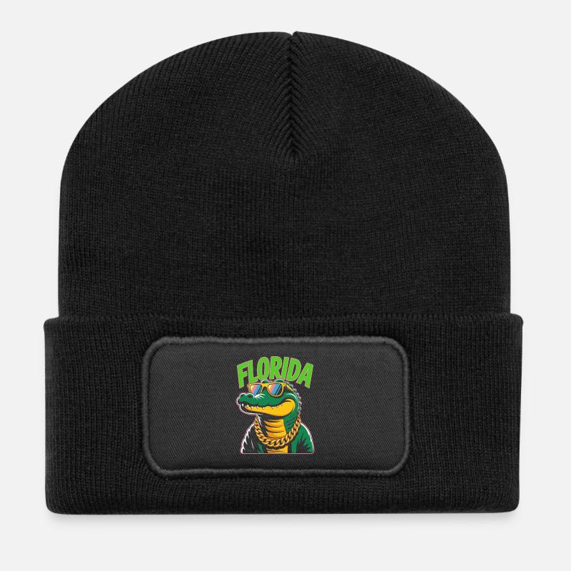 Florida Alligator - Recycelte Patch Beanie - Schwarz