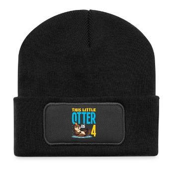 Dieser Otter ist 4 - süßes Geburtstagsmotiv - Recycelte Patch Beanie - Schwarz - Vorne