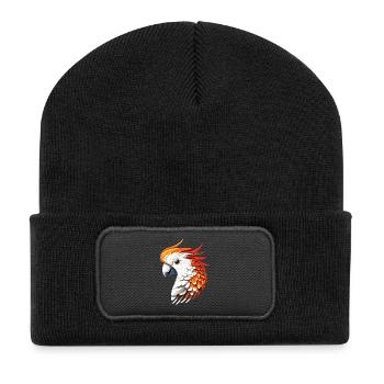 Papagei Ara Sittich Kakadu Liebhaber Papageien - Recycelte Patch Beanie - Schwarz - Vorne