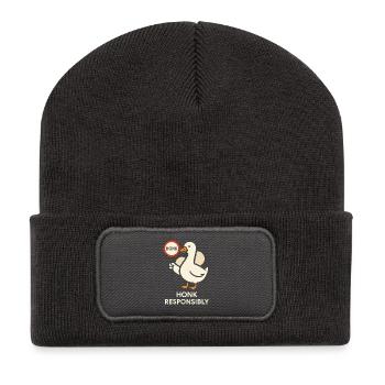 Funny Gänse Meme Chaos Honk Zertifiziert Albern - Recycelte Patch Beanie - Dunkelgrau - Vorne