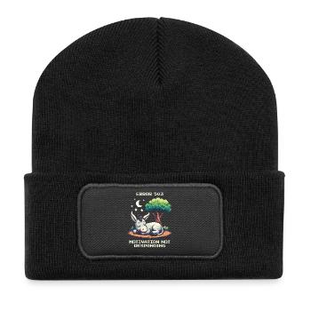 Fehler 503: Keine Motivation | Esel - Recycelte Patch Beanie - Schwarz - Vorne