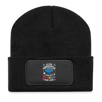 Goodbye Kindergarten Hello First Grade - Recycelte Patch Beanie - Schwarz - Vorne
