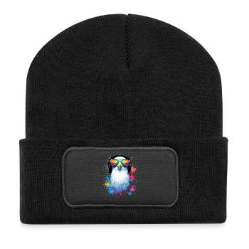 Colorful Seagull Bird with Headphones Sunglasses - Recycled Patch Beanie - black - Front