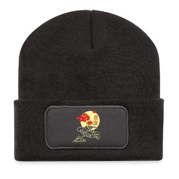 Japanischer Sonnenuntergang - Recycelte Patch Beanie - Dunkelgrau - Vorne