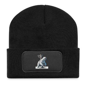 Un cow-boy en os chevauche un ours polaire - Beanie recyclé à patch - noir - Devant