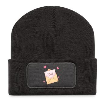 Lettre Anime Coeur - Scellé avec l’amour de Noël - Beanie recyclé à patch - charbon - Devant