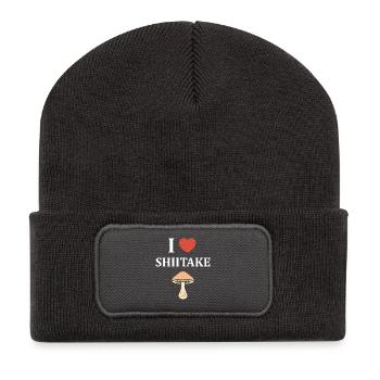 I Love Shiitake Heart Mushroom - Recycled Patch Beanie - dark grey - Front