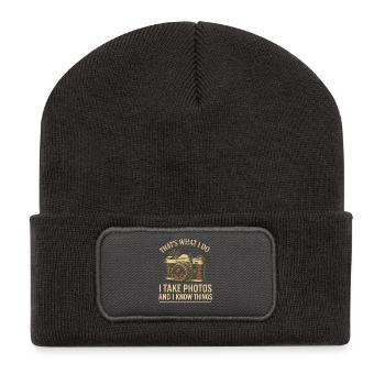 C’est ce que je fais, je prends des photos et j’ai envie - Beanie recyclé à patch - charbon - Devant