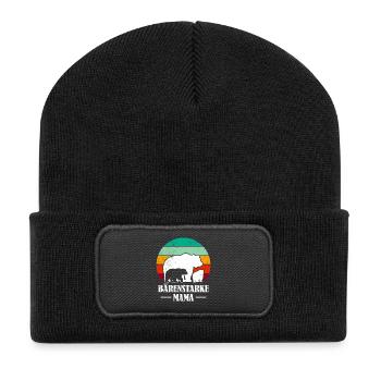 Expectant mother BEARS STRONG MAMA Funny - Recycled Patch Beanie - black - Front
