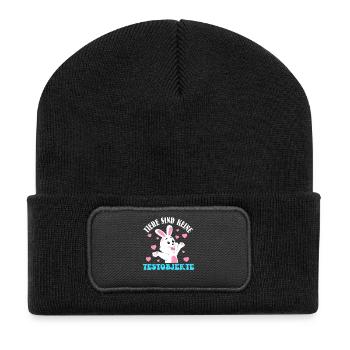 Bien-être animal LES ANIMAUX NE SONT PAS DES OBJETS DE TEST DRÔLES - Beanie recyclé à patch - noir - Devant