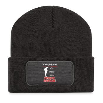 Dicker Bauch? nein das ist mein Feinkost Gewölbe - Recycelte Patch Beanie - Dunkelgrau - Vorne