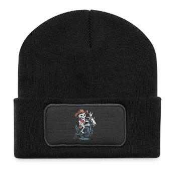 Squelette cow-boy sur chèvre - Beanie recyclé à patch - noir - Devant