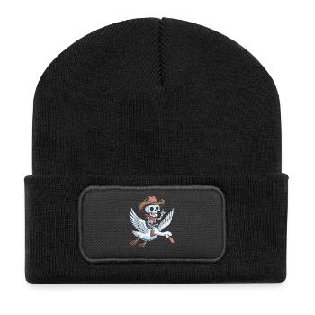 Squelette cow-boy sur cygne - Beanie recyclé à patch - noir - Devant