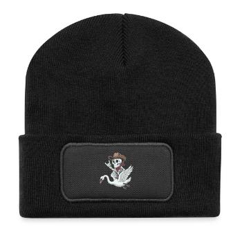 Squelette cow-boy sur cygne - Beanie recyclé à patch - noir - Devant