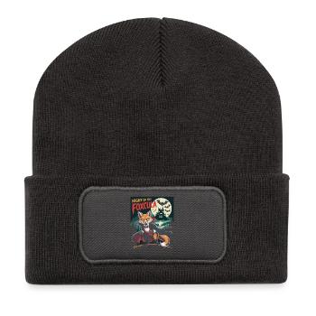 Fuchs Nacht am Schloss mit Vampiren - Recycelte Patch Beanie - Dunkelgrau - Vorne