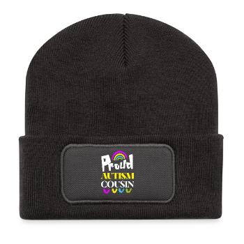 Stolzer Autismus-Cousin - Recycelte Patch Beanie - Dunkelgrau - Vorne