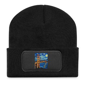 San Francisco Golden Gate Bridge Van Gogh Style - Recycled Patch Beanie - black - Front