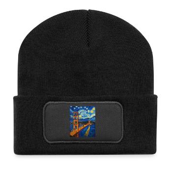 San Francisco Golden Gate Bridge Van Gogh Style - Recycled Patch Beanie - black - Front
