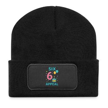 Six 6 Appeal Birthday Party Gift Kids Age 6 - Recycelte Patch Beanie - Schwarz - Vorne