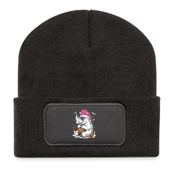 Rhino Halloween Candy Party for Punks - Recycled Patch Beanie - dark grey - Front