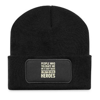 People who tolerate me every day are true - Recycled Patch Beanie - black - Front