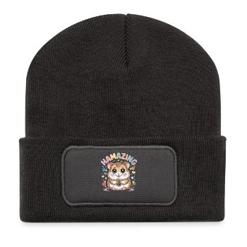 Hamazing Kawaii Hamster Samen Herzen - Recycelte Patch Beanie - Dunkelgrau - Vorne