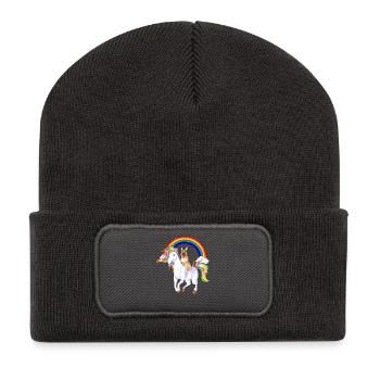 German Shepherd Unicorn - Recycled Patch Beanie - dark grey - Front