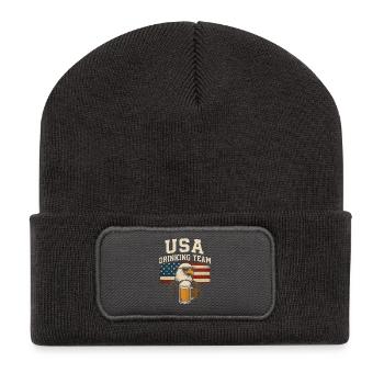 Équipe des buveurs des États-Unis - Beanie recyclé à patch - charbon - Devant