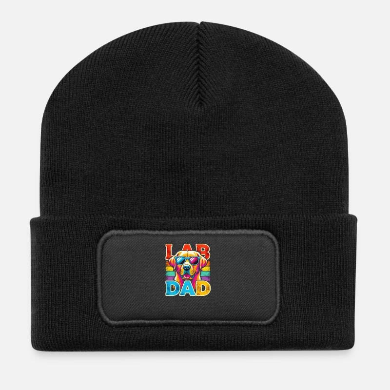 Labrador Papa Regenbogen Sonnenbrille, Vater - Recycelte Patch Beanie - Schwarz