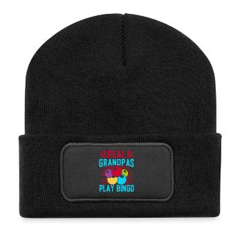 Bingo Game Real Grandpas Play Bingo - Recycled Patch Beanie - black - Front