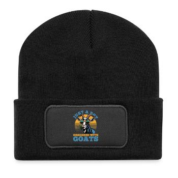 Funny Farm Animal Goat - Recycelte Patch Beanie - Schwarz - Vorne