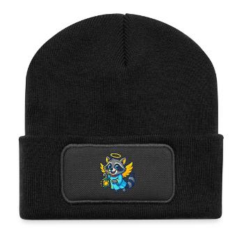 Conception de Noël Angel Raccoon - Beanie recyclé à patch - noir - Devant