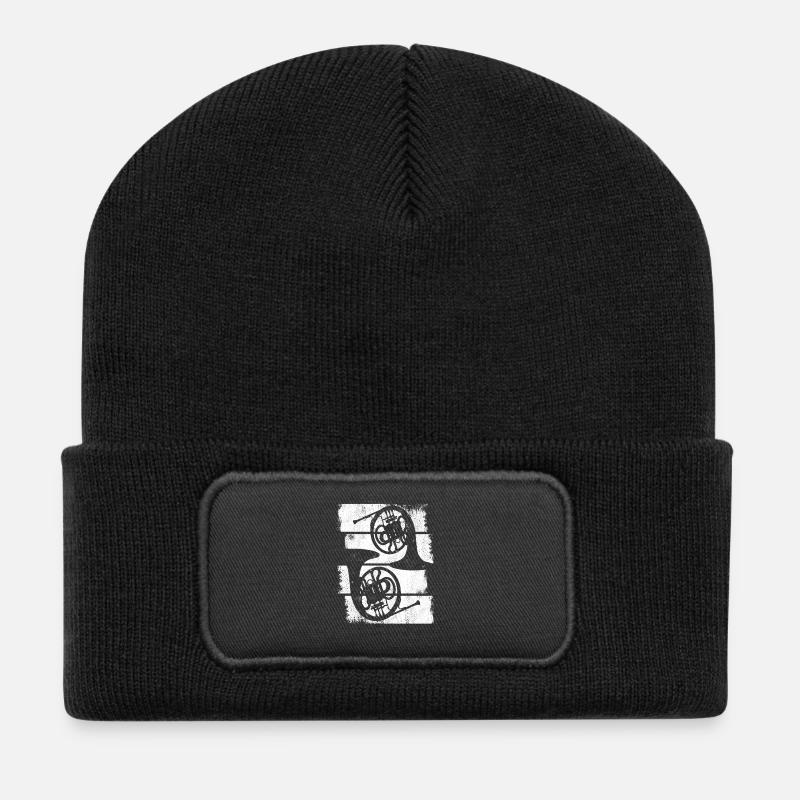 Horn Musikinstrument - Recycelte Patch Beanie - Schwarz