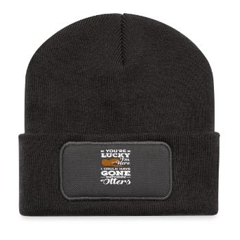 Loutre de mer Jeu de mots Amoureux des loutres - Beanie recyclé à patch - charbon - Devant